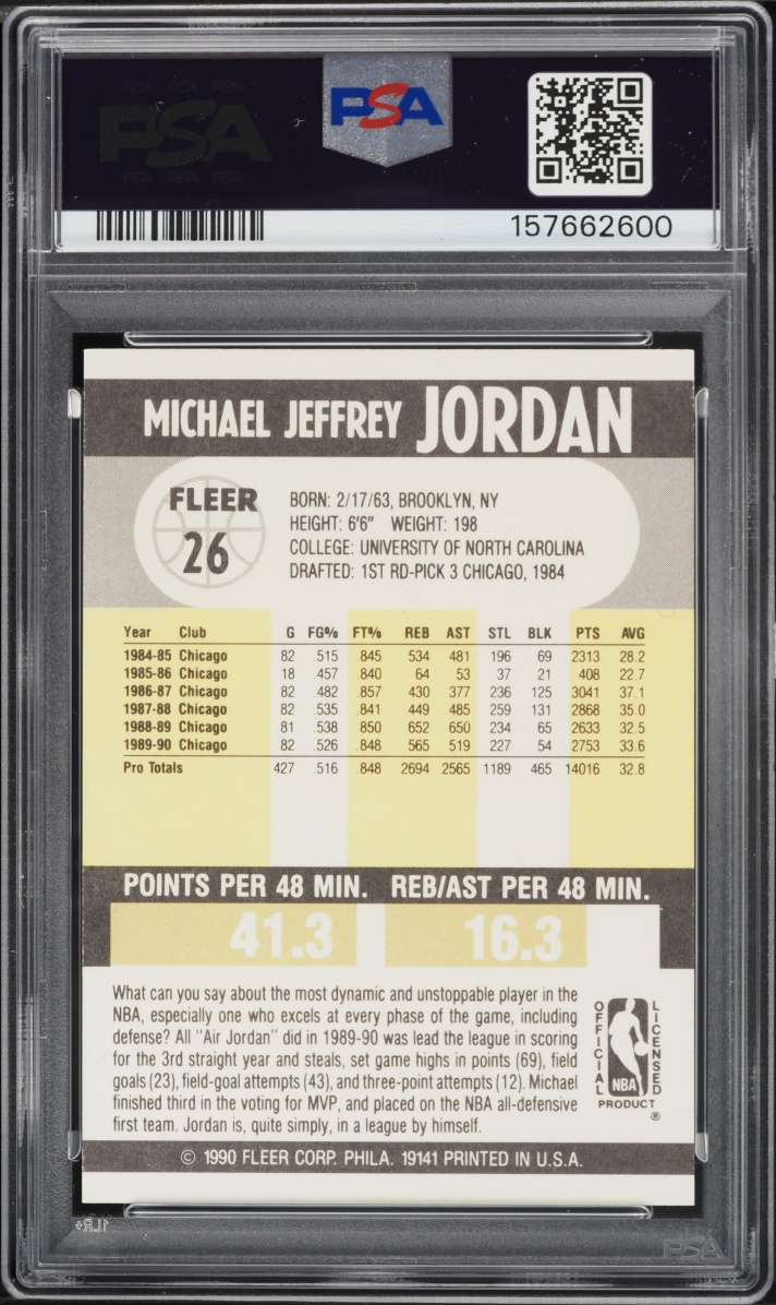 1990 Fleer Basketball Michael Jordan #26 PSA 7 NRMT