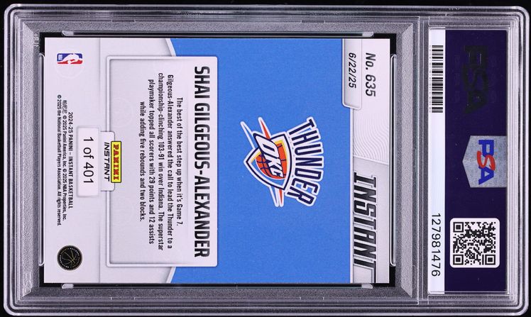 2024 Panini Instant NBA Shai Gilgeous-Alexander /401 #635 PSA 10 GEM MINT