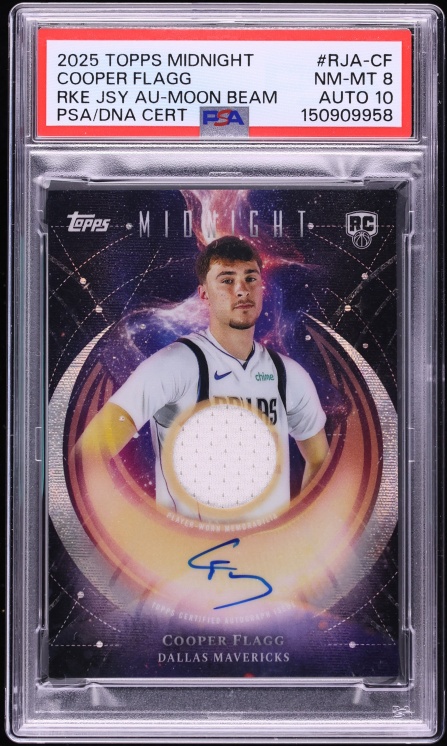 2025 Topps Midnight Jersey Moon Beam Cooper Flagg ROOKIE PATCH AUTO DNA 10 #RJA-CF PSA 8 NM-MT