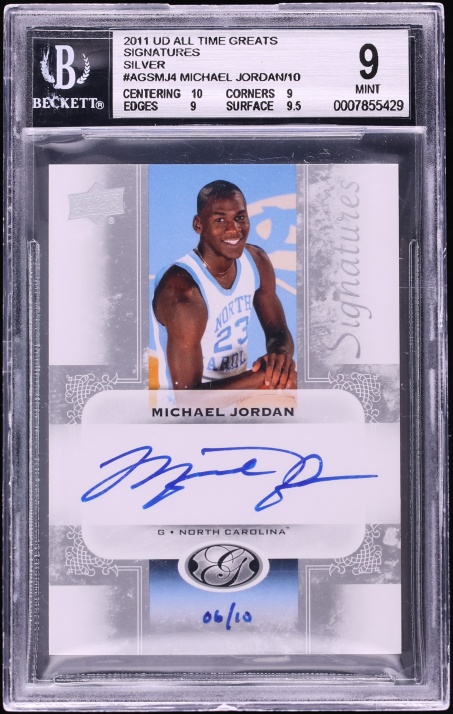 2011 Upper Deck All Time Greats Signatures Silver Michael Jordan AUTO /10 #AGSMJ4 BGS 9 MINT