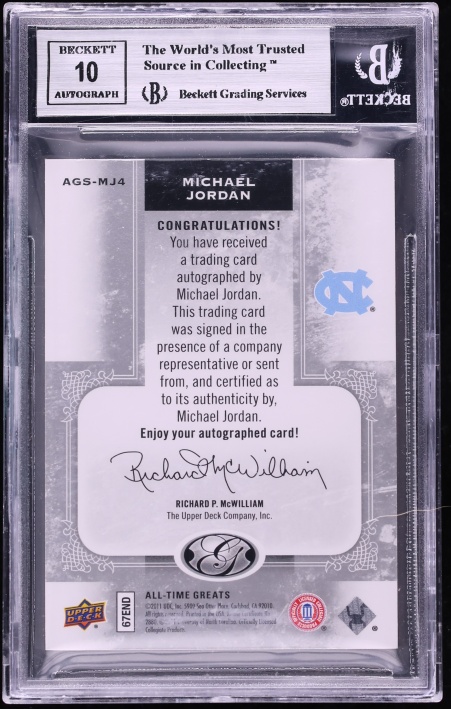2011 Upper Deck All Time Greats Signatures Silver Michael Jordan AUTO /10 #AGSMJ4 BGS 9 MINT