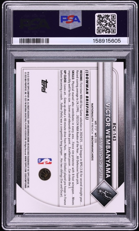 2025 Bowman Chrome Green Geometric Victor Wembanyama /99 #BCV-143 PSA 10 GEM MINT