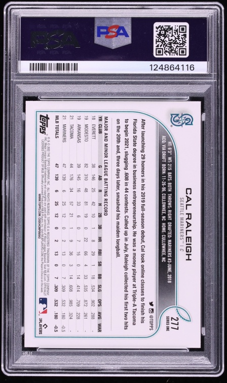2022 Topps Cal Raleigh ROOKIE #277 PSA 10 GEM MINT
