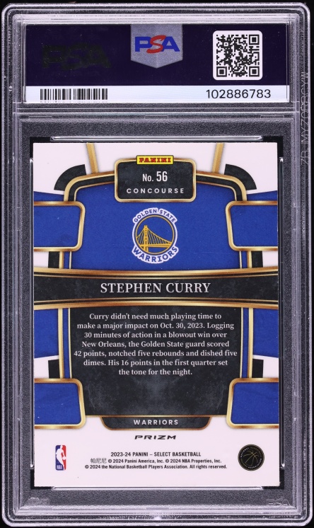 2023 Select Concourse Tiger Prizm Stephen Curry #56 PSA 10 GEM MINT