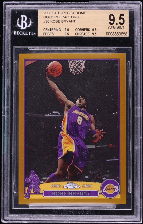 2003 Topps Chrome Gold Refractor Kobe Bryant /99 #36 BGS 9.5 GEM MINT