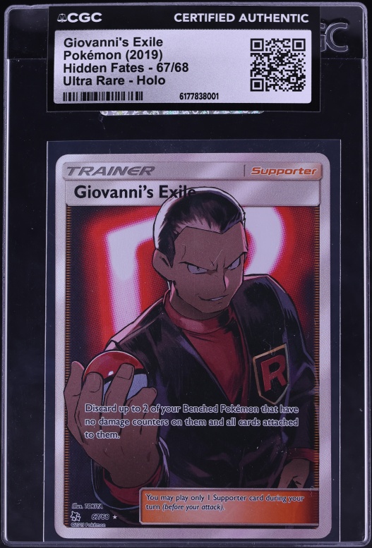 2019 Pokemon Sun & Moon Hidden Fates Full Art Giovanni's Exile #67 CGC AUTH