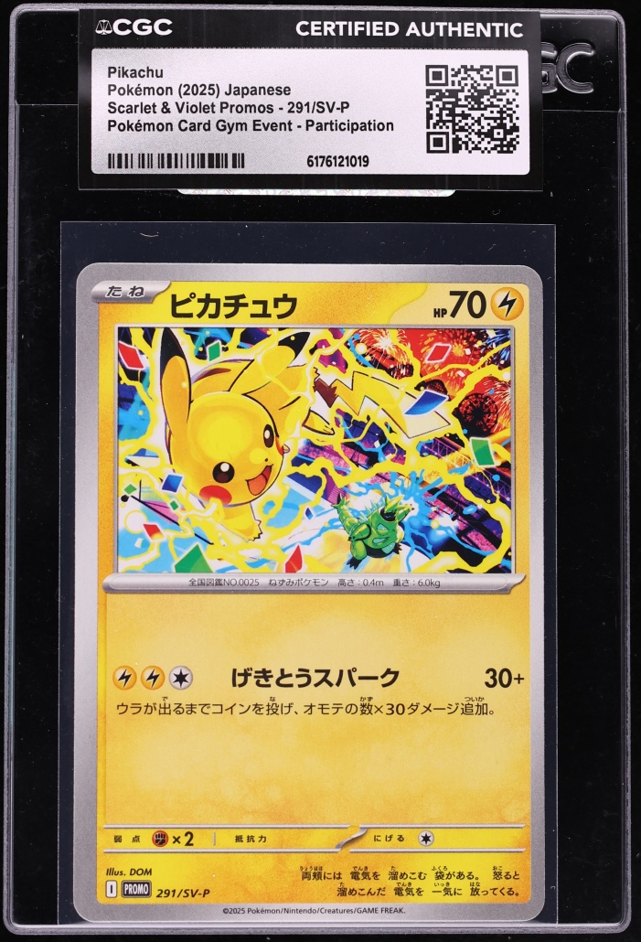 2025 Pokemon Japanese Scarlet & Violet Promo Gym Participation Pikachu #291 CGC AUTH