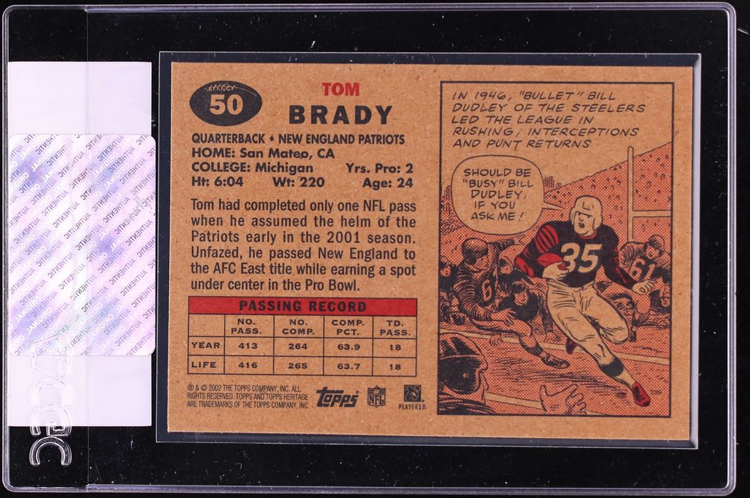 2002 Topps Heritage Black Back Tom Brady #50 CGC AUTH