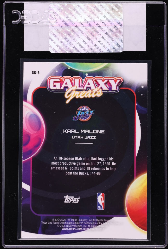 2025 Topps Chrome Cosmic Galaxy Greats Karl Malone #GG-6 CGC AUTH