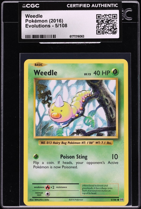 2016 Pokemon XY Evolutions Weedle #5 CGC AUTH