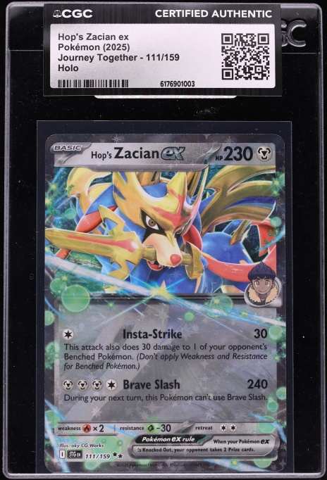 2025 Pokemon Scarlet & Violet Journey Together Holo Hop's Zacian EX #111 CGC AUTH