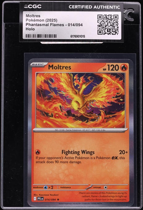 2025 Pokemon Mega Evolution Phantasmal Flames Holo Moltres #14 CGC AUTH