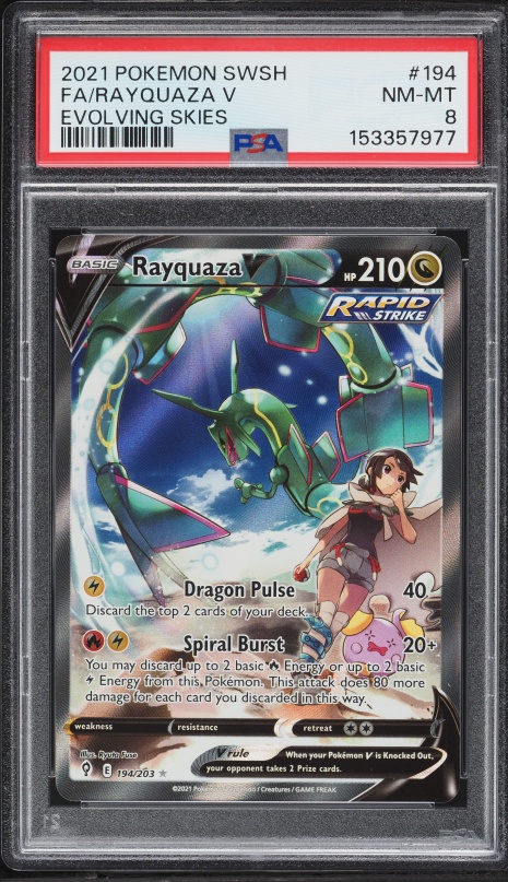 2021 Pokemon SWSH Evolving Skies Full Art Rayquaza V #194 PSA 10