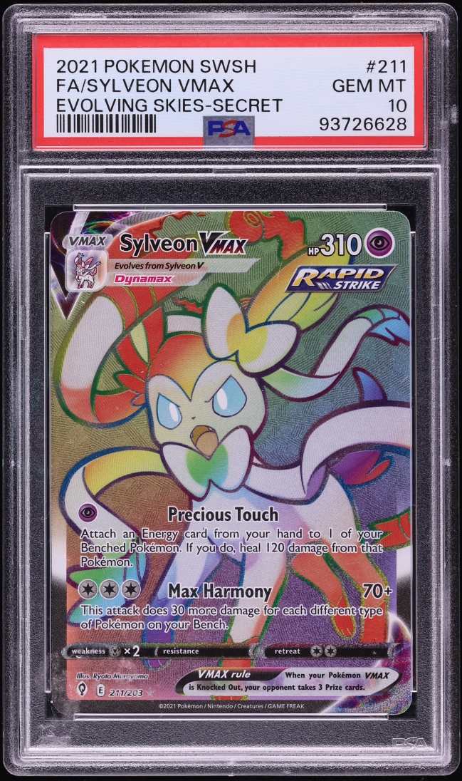 2021 Pokemon Sword & Shield Evolving Skies Rainbow Rare Sylveon VMAX #211 PSA 10 GEM MINT