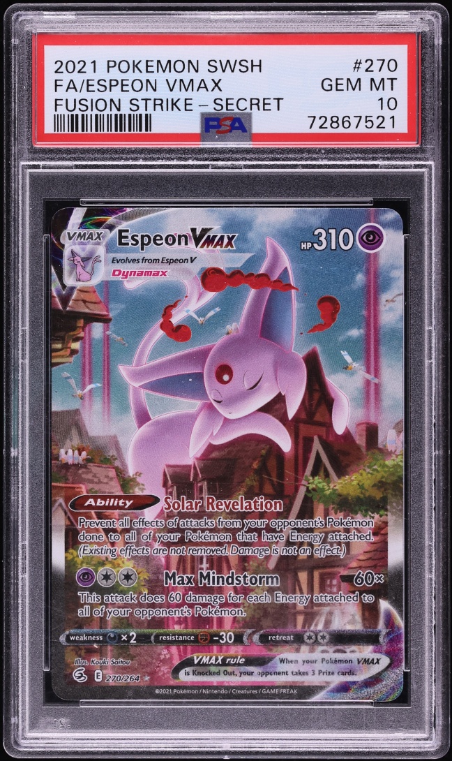 2021 Pokemon Sword & Shield Fusion Strike SEC Espeon VMAX #270 PSA 10 GEM MINT