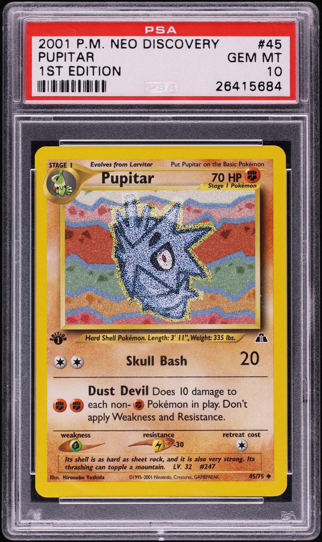2001 Pokemon Neo Discovery 1st Edition Pupitar #45 PSA 10 GEM MINT