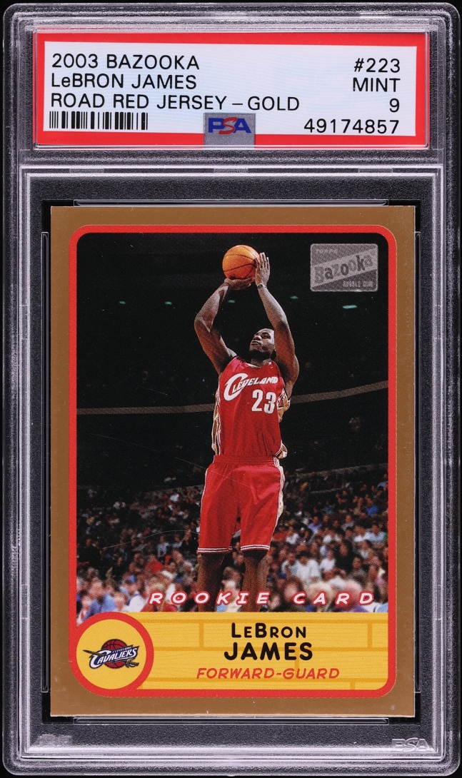 2003 Bazooka Road Red Jersey Gold LeBron James ROOKIE #223 PSA 9 MINT