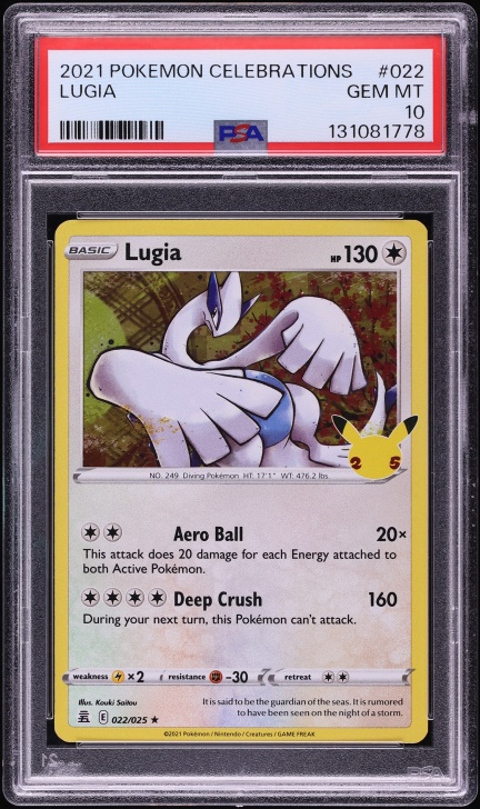 2021 Pokemon Japanese 25th Anniversary Reverse Holo Lugia #5 PSA