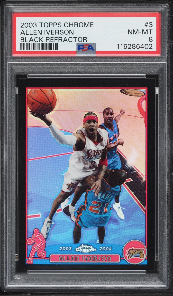 2003 Topps Chrome Black Refractor Allen Iverson /500 #3 PSA 8 NM-MT