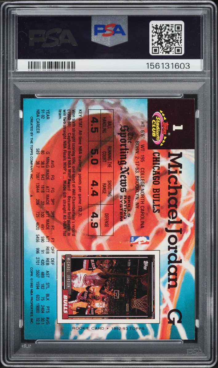 1992 Stadium Club Basketball Michael Jordan #1 PSA 8 NM-MT