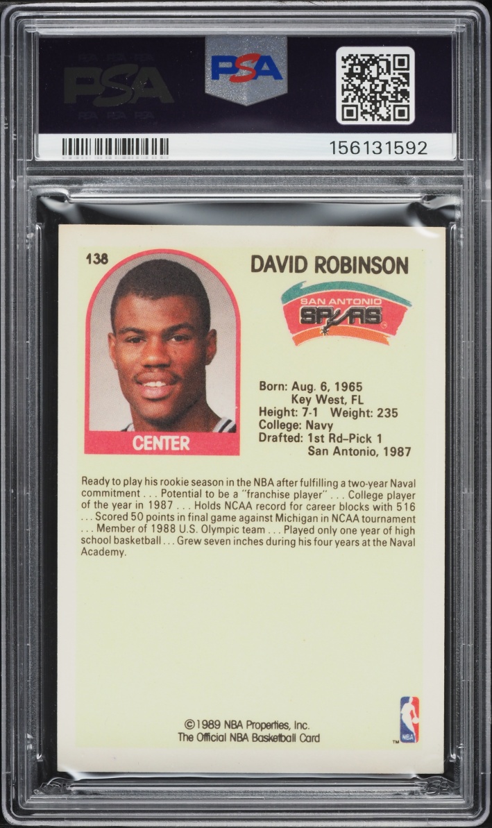 1989 Hoops David Robinson ROOKIE #138 PSA 8 NM-MT