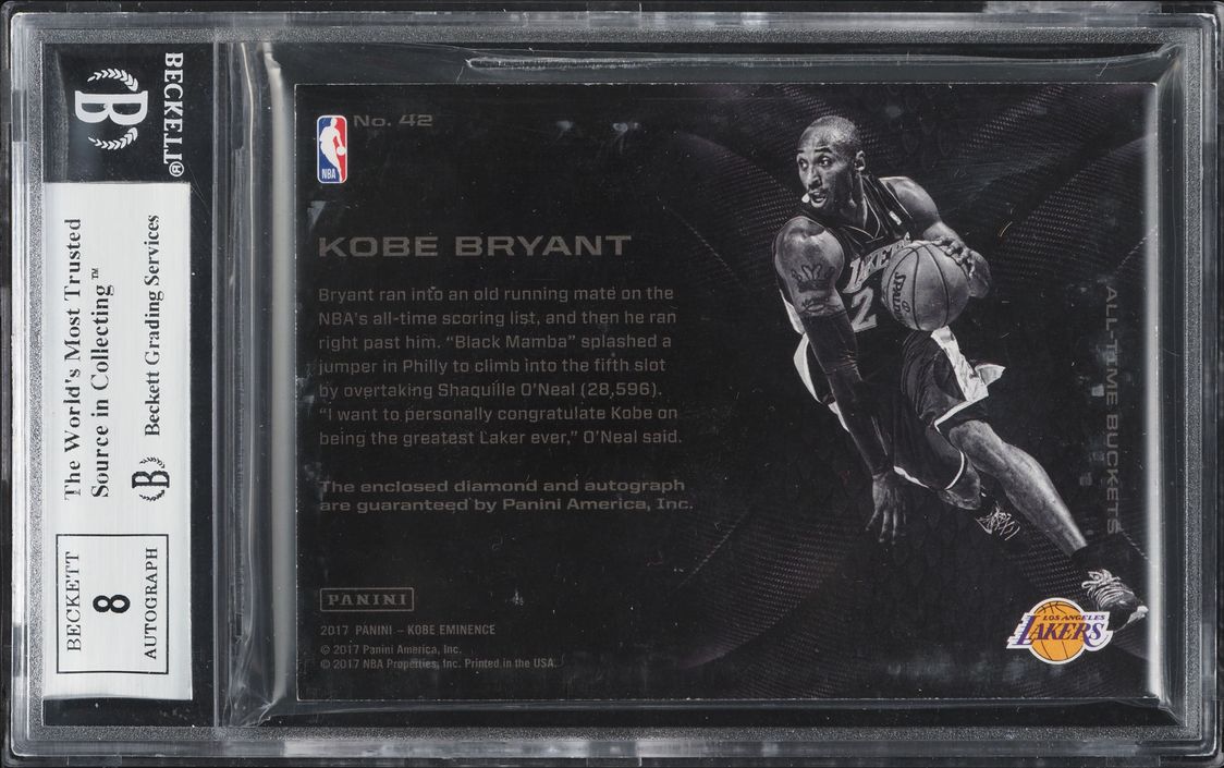 2017 Panini Kobe Eminence All Time Buckets Double Diamond Kobe Bryant AUTO /5 #42 BGS 8.5