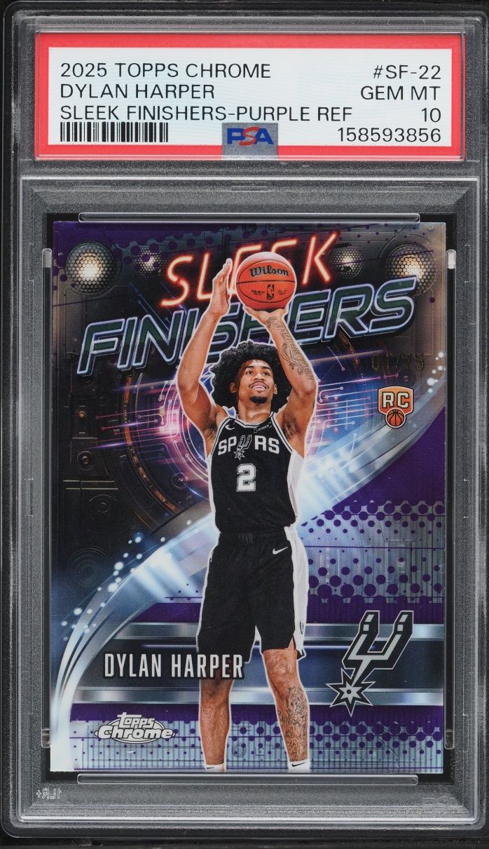 2025 Topps Chrome Sleek Finishers Purple Refractor Dylan Harper ROOKIE 1/75 #SF-22 PSA 10 GEM
