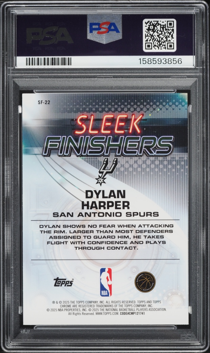 2025 Topps Chrome Sleek Finishers Purple Refractor Dylan Harper ROOKIE 1/75 #SF-22 PSA 10 GEM