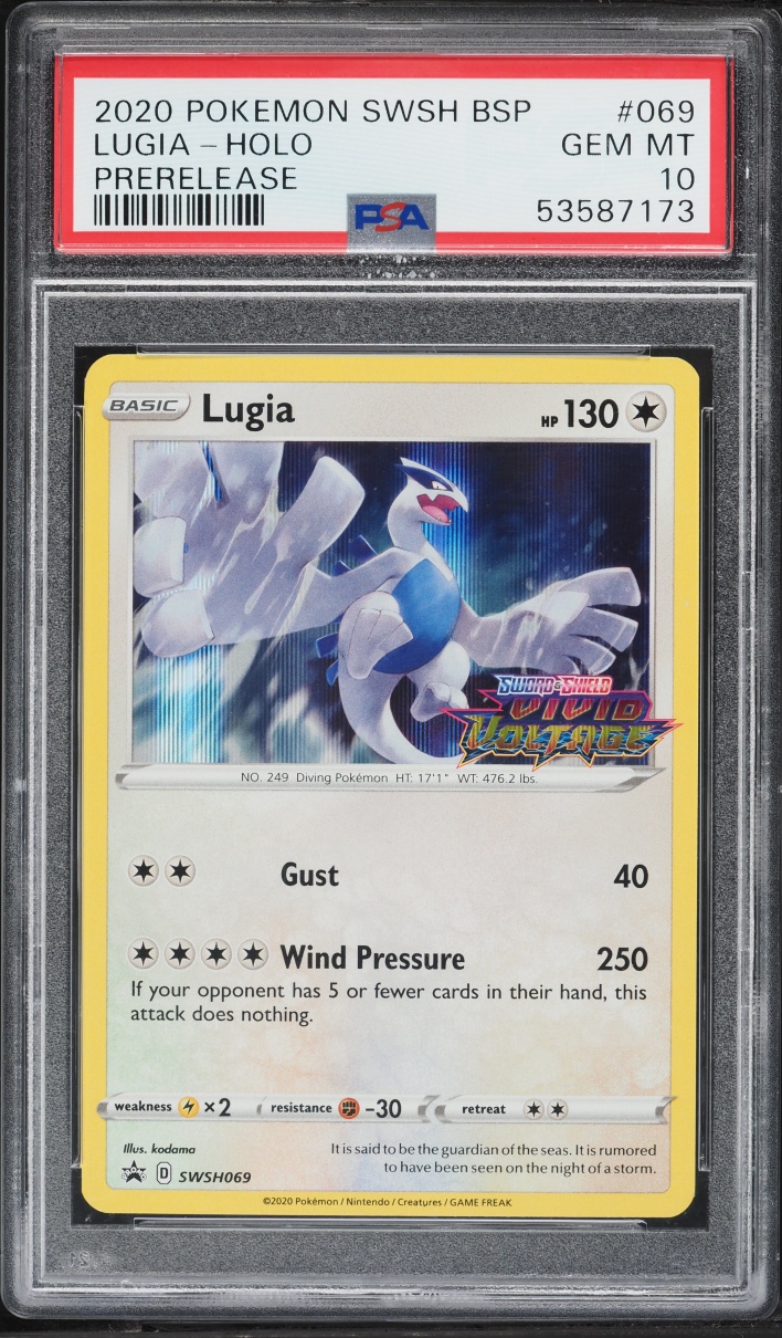 2020 Pokemon Sword & Shield Promo Vivid Voltage Prerelease Holo Lugia #69 PSA 10 GEM MINT