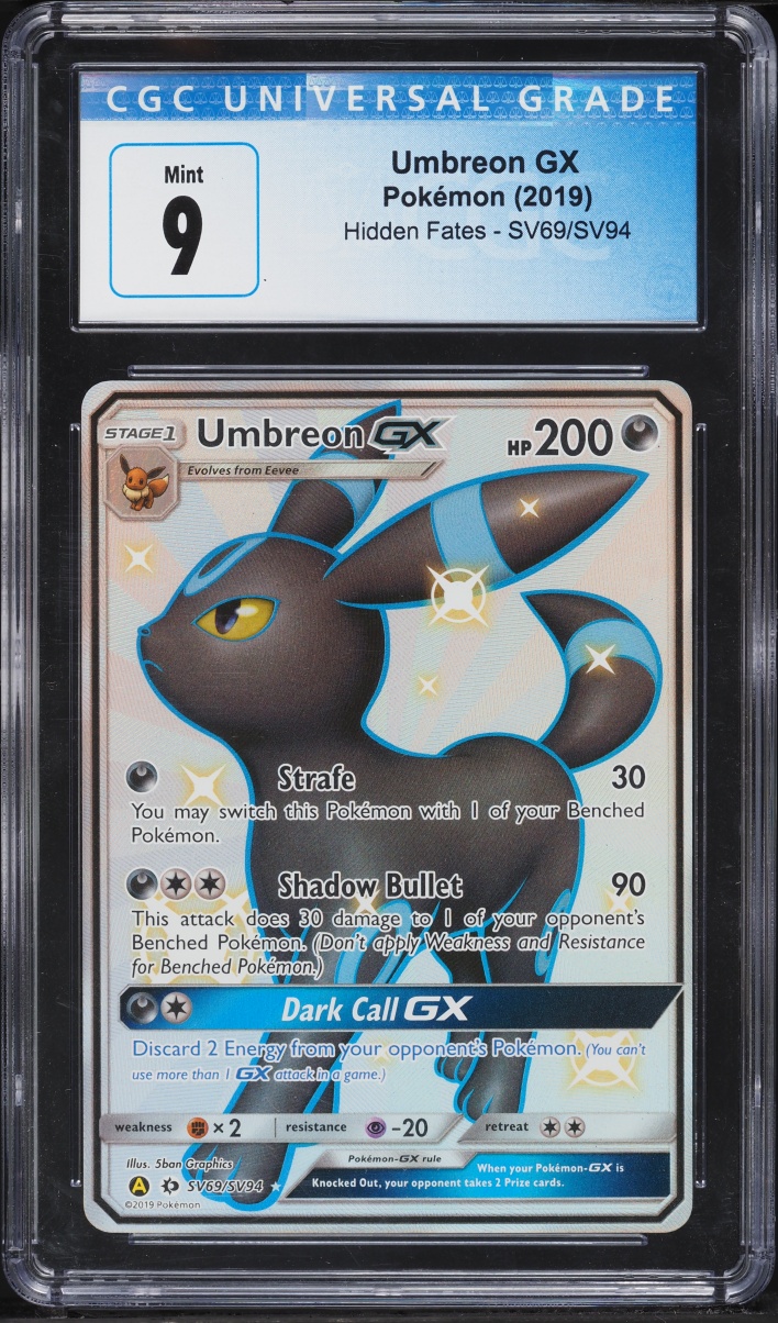 2019 Pokemon Sun & Moon Hidden Fates Shiny Vault Full Art Umbreon GX #SV69 CGC 9 MINT