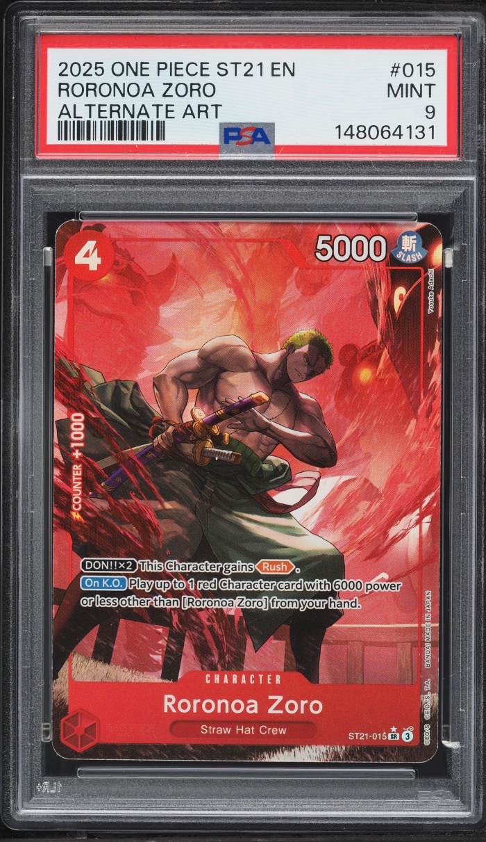 2025 One Piece Learn Together Starter Deck SR Alt Art Roronoa Zoro #ST21-015 PSA 9 MINT