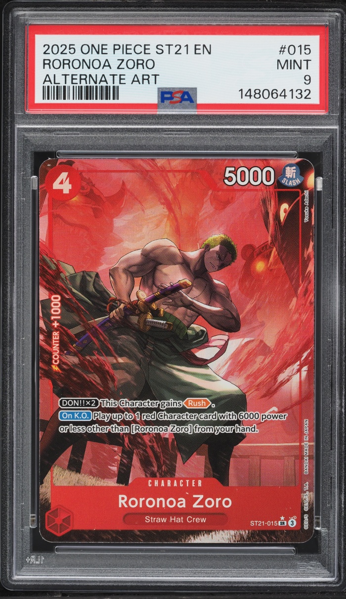 2025 One Piece Learn Together Starter Deck SR Alt Art Roronoa Zoro #ST21-015 PSA 9 MINT