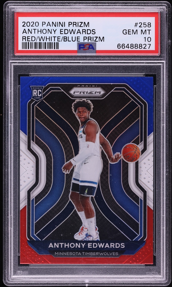 2020 Panini Prizm Red White & Blue Anthony Edwards ROOKIE #258 PSA 10 GEM MINT
