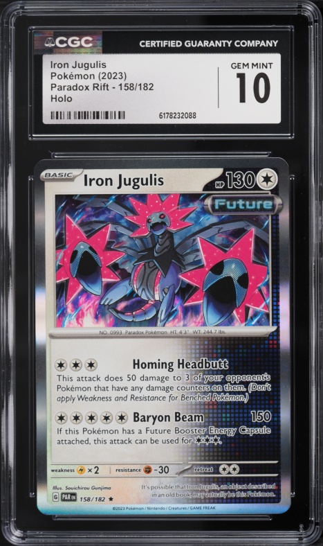 2023 Pokemon Scarlet & Violet Paradox Rift Holo Iron Jugulis #158 CGC 10 GEM MINT