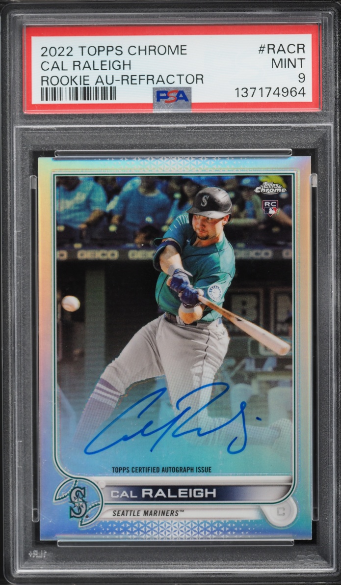 2022 Topps Chrome Refractor Cal Raleigh ROOKIE AUTO /499 #RA-CR PSA 9 MINT