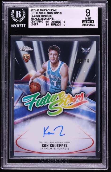 2025 Topps Chrome Future Stars Black Refractor Kon Knueppel ROOKIE AUTO /10 #FS-KK BGS 9 MINT