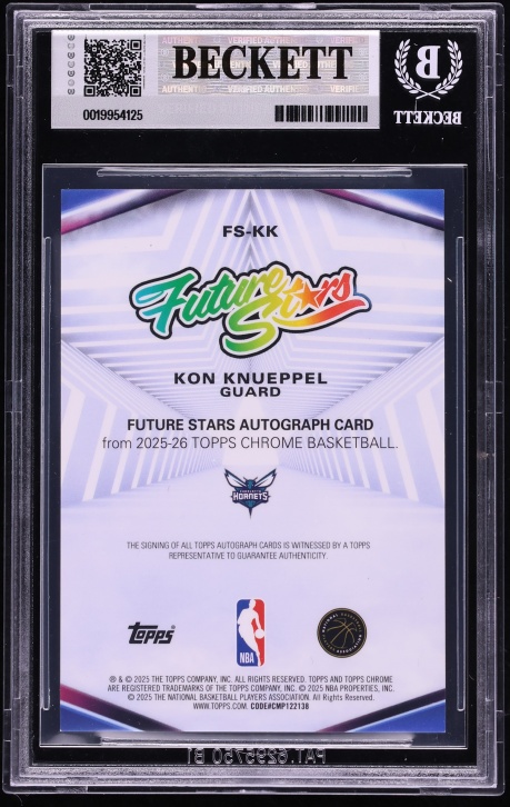 2025 Topps Chrome Future Stars Black Refractor Kon Knueppel ROOKIE AUTO /10 #FS-KK BGS 9 MINT
