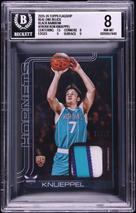 2025 Topps Flagship Real One Black Rainbow Kon Knueppel ROOKIE PATCH 10/10 #FRO-KK BGS 8 NM-MT