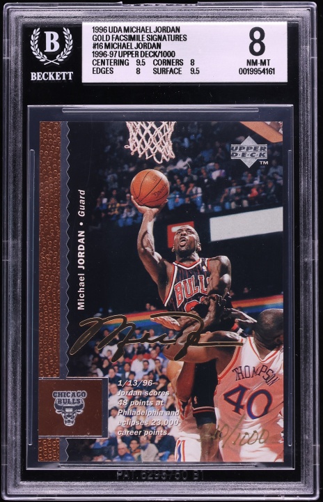 1996 Upper Deck UDA Gold Facsimile Signatures Michael Jordan /1000 #16 BGS 8 NM-MT
