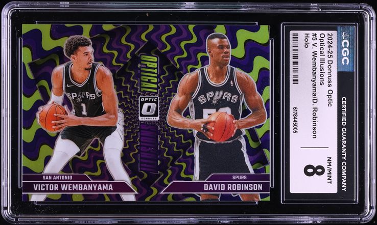 2024 Donruss Optic Optical Illusions Holo Victor Wembanyama & David Robinson #5 CGC 8 NM-MT