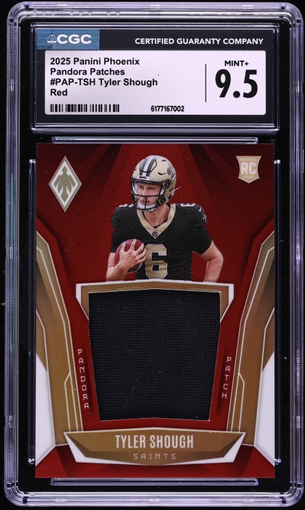 2025 Panini Phoenix Pandora Red Tyler Shough ROOKIE PATCH /249 #PAP-TSH CGC 9.5 MINT+