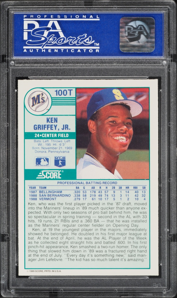 1989 Score Traded Ken Griffey Jr. ROOKIE #100T PSA 10 GEM MINT