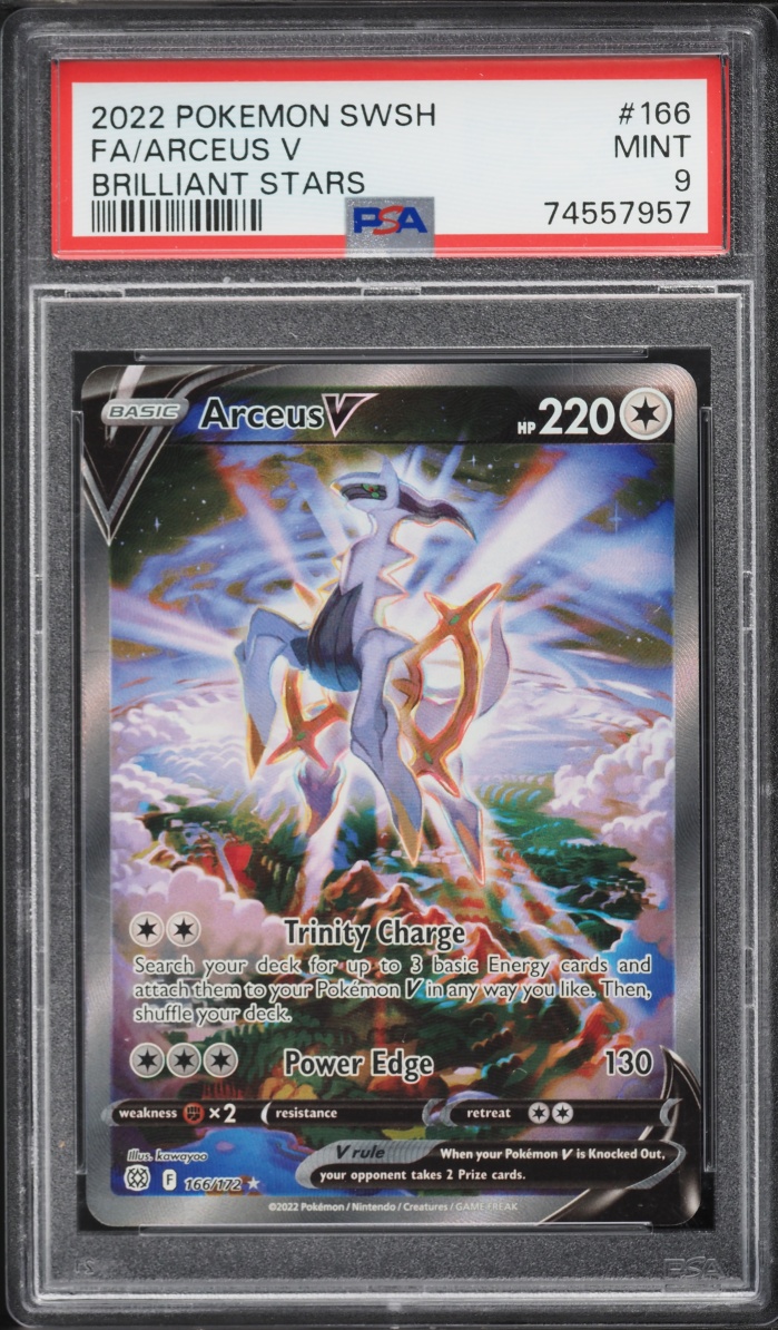 2022 Pokemon Sword & Shield Brilliant Stars Full Art Arceus V #166 PSA 9 MINT