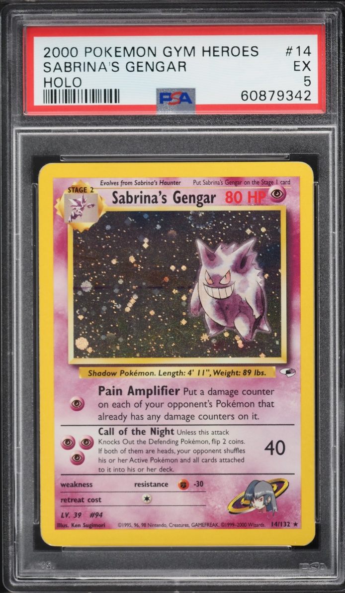 2000 Pokemon Gym Heroes Holo Sabrina's Gengar #14 PSA 5 EX