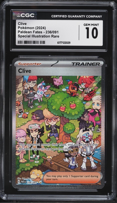 2024 Pokemon Scarlet & Violet Paldean Fates SIR Clive #236 CGC 10 GEM MINT