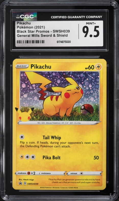 2021 Pokemon Sword & Shield Promo General Mills 25th Anniversary Holo Pikachu #SWSH039 CGC 9.5
