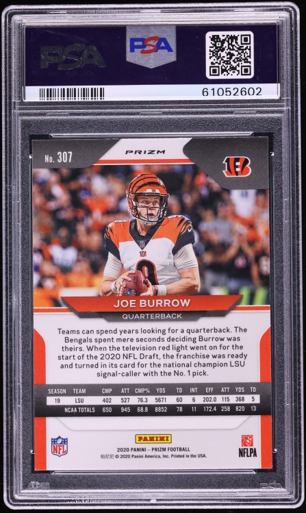 2020 Panini Prizm Disco Joe Burrow ROOKIE #307 PSA 10 GEM MINT