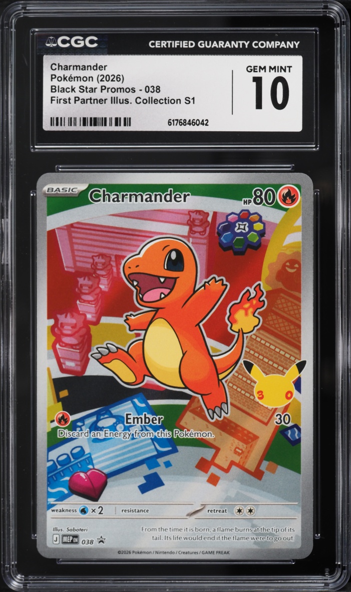 2026 Pokemon Mega Evolution Promo First Partner Illustration S1 Full Art Charmander #38 CGC 10