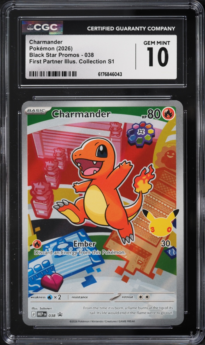 2026 Pokemon Mega Evolution Promo First Partner Illustration S1 Full Art Charmander #38 CGC 10