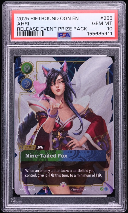 2025 Riftbound League Of Legends Origins Release Event Prize Pack Ahri #255 PSA 10 GEM MINT